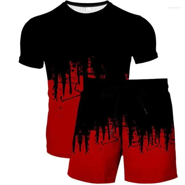 Survêtements pour hommes 2024 Ensemble d'été Impression 3D T-shirt à manches courtes Shorts Deux pièces Abstrait Peint Hommes Costume de mode décontracté