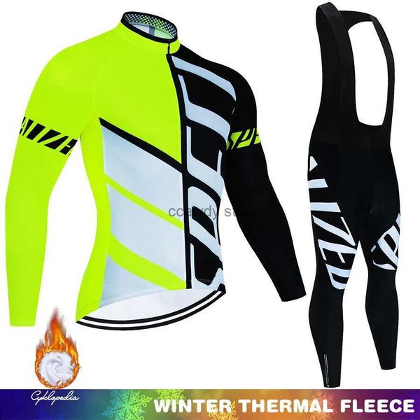 Survêtements pour hommes 2024 Hiver Thermique Fece Set Cyclisme Vêtements Hommes Jersey Costume Sport Équitation Vélo VTT Vêtements Bavoir Pantalon Ensembles Chauds Ropa CiclismoH24126