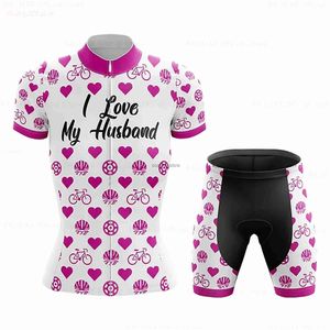 Survêtements pour hommes 2024 Femmes Pink Heart Short Seve Cyclisme Jersey Ensembles SummerMaillot Ropa Ciclismo Bicyc Vêtements Vélo ShirtsH2421