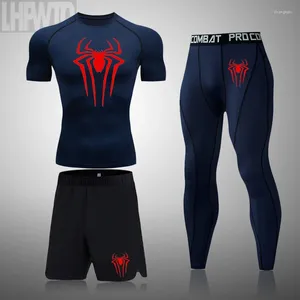 Survêtements pour hommes 2099 T-shirt Ensembles de compression Court Été Casual Top Fitness Sports Bleu Marine Séchage rapide Sportswear Vêtements de sport