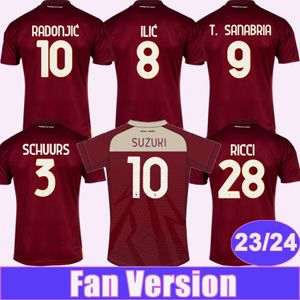 Survêtements masculins 23 24 Torino Fc Ricci Mens Soccer Jerseys Singo T. Sanabria Ilic Pellegri Zima Buongiorno Home Limited Edition Football Shirts