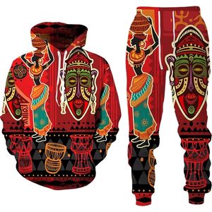 Survêtements pour hommes 3D African Print Casual Hommes Pantalons Costumes Couple Tenues Vintage Hip Hop HoodiesPants Mâle / Femme Survêtement Ensemble 220914