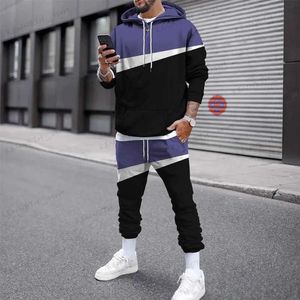 Survêtements pour hommes 3D Mode Hommes CasualPatchwork Imprimé Survêtements À Capuchon Hommes Ensemble À Capuche Sportwear 2 Pcs Hiver Automne Jogger Mâle Vêtements Pl T240126