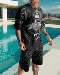 Tracksuits masculinos 3d impresso 2023 verão conjunto de roupas esportivas vários padrões manga curta camiseta luxo duas peças 2xs-6xl