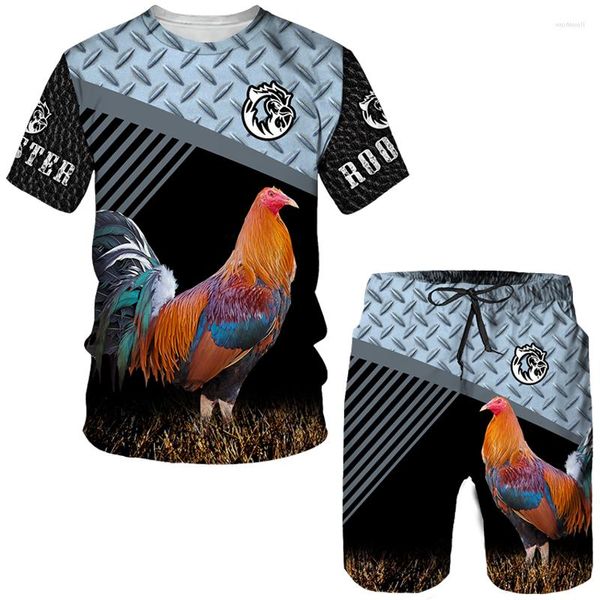 Survêtements pour hommes Imprimé 3D Drôle Coq Chasse Camouflage T-shirt / short / ensemble Cool Poulet Coq Animal À La Mode Sportswear Deux Pièces