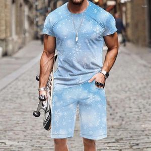 Survêtements pour hommes T-shirt imprimé en 3D Ensemble d'hiver Modèle de flocon de neige 2023 Hip-Hop Sportswear Harajuku Tenue décontractée à manches courtes Tops drôles