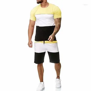 Survêtements pour hommes T-shirt imprimé en 3D Costumes pour hommes Vêtements Ropa Hombre Color Block Graphic Manches courtes 2 pcs Vêtements Vêtements Sports Designer