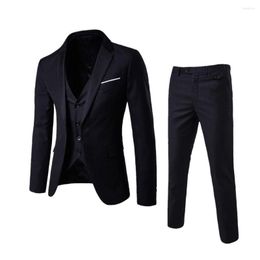 Chándales de hombre 3 uds chaqueta pantalón chaleco de lujo para hombre traje de boda Blazers masculinos trajes ajustados para traje de negocios Formal fiesta clásico negro