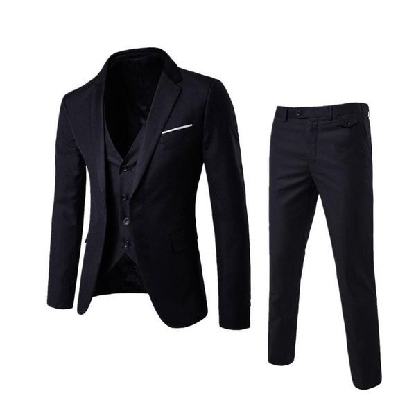 Chándales para hombres 3 piezas chaqueta pantalón chaleco hombres de lujo traje de boda blazers masculinos trajes ajustados para traje de negocios fiesta formal clásico BlackMe