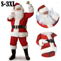 Heren tracksuits 4pc Santa Claus kostuumpak Kerstman Kerstmis heren Fancy -jurk deluxe cosplay feest tops broek hoed riem snor