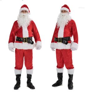 Heren Trainingspakken 5 stks Set Kerst Kerstman Kostuum Fancy Dress Volwassen Mannen Cosplay Rode Outfit Pak Plus Size S-3XL