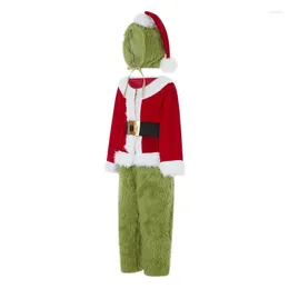 Heren trainingspakken Volwassen Kerstkostuum Dames Heren Groen Monster Outfit 5-delig Deluxe Tops Broek Hoed Handschoenen Schoenenhoes Familie Bijpassende pakken