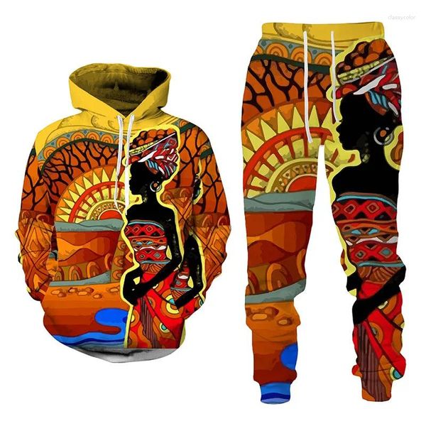 Surcías de canciones para hombres África Dashiki Tracki/Vintage Tops Sport and Leisure Manga larga Traje masculino Tribal Tribal Impresión étnica Sets/Homen Poodies para hombres