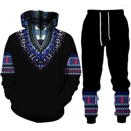 Chándales de hombre Dashiki africano con capucha/traje de hombre Casual 3D impreso estilo étnico sudadera pantalones conjunto hombres/mujeres folk-personalizado Streetwear