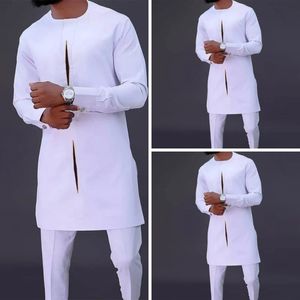 Survêtements pour hommes Hommes Africains Dashiki Chemise À Manches Longues Pantalon Ensemble Hommes 2 Pièces Tenue Costume Traditionnel Homme Vêtements T-shirt Pantalon Costumes 202