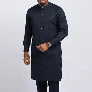 Chándales para hombres Hombres africanos Dashiki Manga larga 2 piezas Conjunto Ropa tradicional de África Traje de color sólido Camisa masculina Pantalones Trajes Estilo étnico