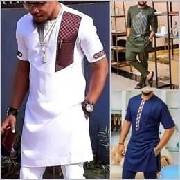 Costumes pour hommes Hommes africains Costume traditionnel Dashiki Tenue formelle Costume de mariage élégant pour homme 2PC Vêtements Abaya Pantalon