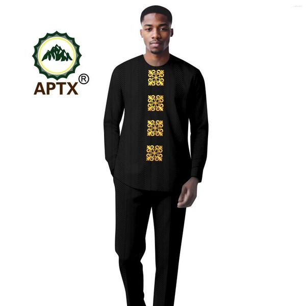 Chándales para hombres Hombres africanos Trajes tradicionales 2 piezas Camisa Pantalones Conjunto Manga larga Top Slim Fit Pantalones Casual DashikiAttire A2316078