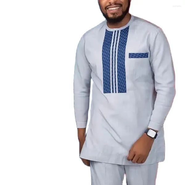 Costumes pour hommes Costumes de mariage pour hommes africains imprimés à manches longues Tops Pantalons ethniques Casual Wear traditionnel 2 pièces Ensembles Kaftan Tenues