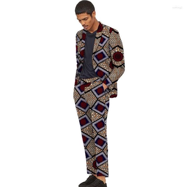 Survêtements pour hommes imprimé africain costume de marié hommes Blazers pantalon coloré Dashiki vêtements de fête mâle nigérian mode tenues de mariage