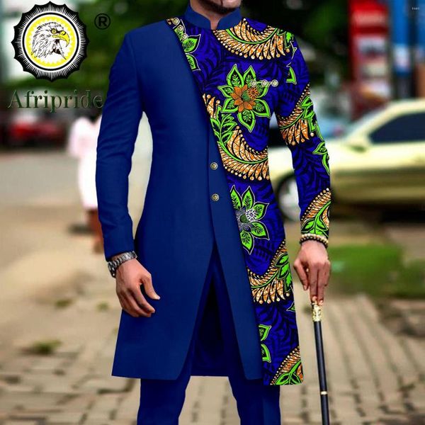 Survêtements pour hommes Costumes africains pour hommes Slim Fit simple boutonnage imprimé Blazer et pantalon ensemble robe d'affaires costume fête mariage soirée