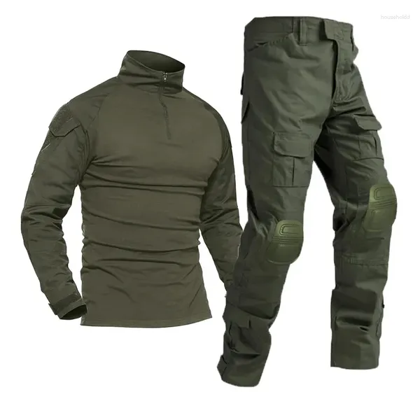 Chándales para hombres Airsoft Paintball Ropa de trabajo Uniforme de tiro militar Combate táctico Camuflaje Camisas Cargo Rodilleras Pantalones Ejército