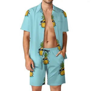 Heren Trainingspakken Ananas Ananas Zonnebril Strand Heren Sets Fruit Casual Shirt Set Zomer Grafische Shorts Tweedelig Cool Pak 2XL 3XL