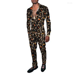 Tracksuits voor heren dier zebra luipaardpatroon 3d print mannen harajuku stijl kleding pakken tracksuit mannelijke shirts lange broek 2 stks sets