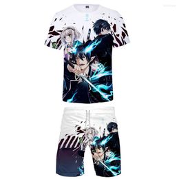 Chándales para hombre, camiseta de exorcista azul de Anime, chándal 3D, conjunto de dos piezas Unisex, pantalones, ropa de calle Harajuku, ropa de moda, conjuntos para hombres y mujeres