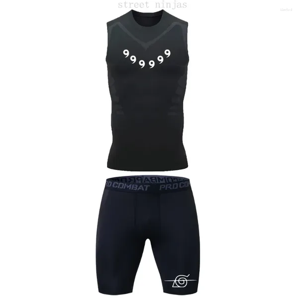 Suisses de survêtement masculines Anime Compression Sportswear Set Men Fitness Costume Manga Séche Manga Print Tob Shorts Gym 2PCS Summer Summer