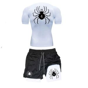 Suisses de survêtement masculines Anime Hunter X Hunter Compression Set Imprimer Sports pour hommes shorts de gymnase sec rapide + chemise 2pcs Running Workout Summer Sport Suit T240507