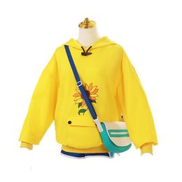Tracksuits voor heren anime wonder ei prioriteit ohto ai cosplay kostuums hoodie gele zonnebloem pullover sweatshirt shorts pruik haarspeld pakmen's