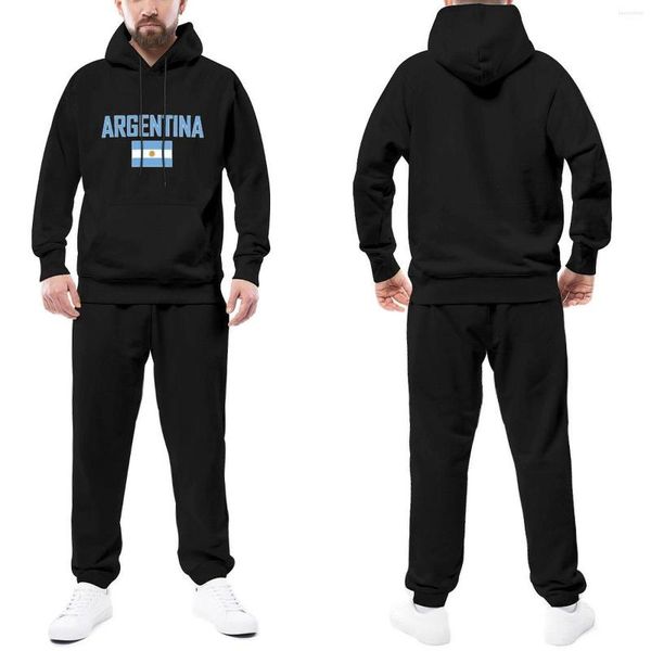 Survêtements pour hommes Argentine Drapeau Hommes Femmes Polyester Survêtement Streetwear Sportswear Chaud Deux Pièces Ensemble À Capuche Avec Pantalon Jogging À Capuche