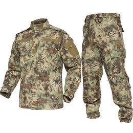 Tracksuits voor heren leger militaire airsoft tactische BDU -uniform Kryptek mandrake camouflage slagveldpak airsoft paintball shirt jagende kleding 220914