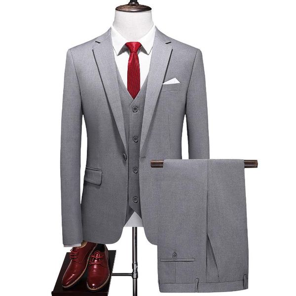 Chándales de los hombres Llegada Casual Single Breasted Slim Fit Tuxedo Suit Blazer Pant Vest 3PCS Solid Wedding Set Male 16 Colors M-6XL