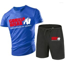 Heren trainingspakken aankomstset herenkleding zomer dames jersey trainingspak gorilla t-shirt shorts 2-delige outfits sportpak