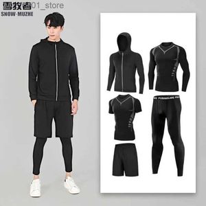 Survêtements pour hommes Vêtements de sport Gym Fitness Athlétisme Ensembles de course pour hommes Sous-vêtements de basket-ball compressés Vêtements de sport ajustés secs Q240228