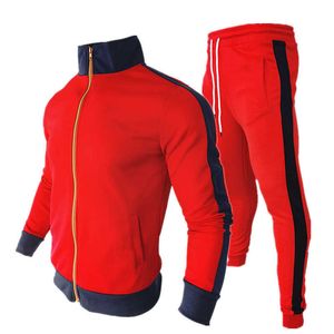 Tracksuits voor heren herfst 2021 Nieuwe winter Casual Solid Sets Stripe Tracksuits Sportswear Sweatshirt broek Jogging kleding Sportpak Tracksuit Men G220927