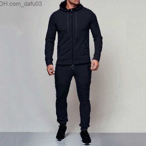 Survêtements pour hommes Automne et hiver 2023 2 pièces sweat à capuche pour hommes pantalon à cordon de serrage hommes rayé épissage travail à capuche chérie Z230719