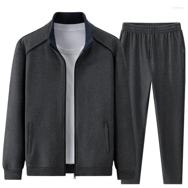 Chándales para hombres Otoño e invierno 95 Conjunto deportivo de ocio de algodón para pantalones cárdigan de mediana edad