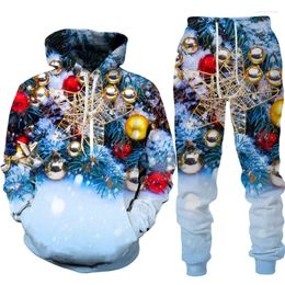 Survêtements pour hommes Automne et hiver Noël Sweat à capuche pour femmes Ensemble de loisirs de rue Costume de jogging en vrac Sweat-shirt d'impression 3D Sweat