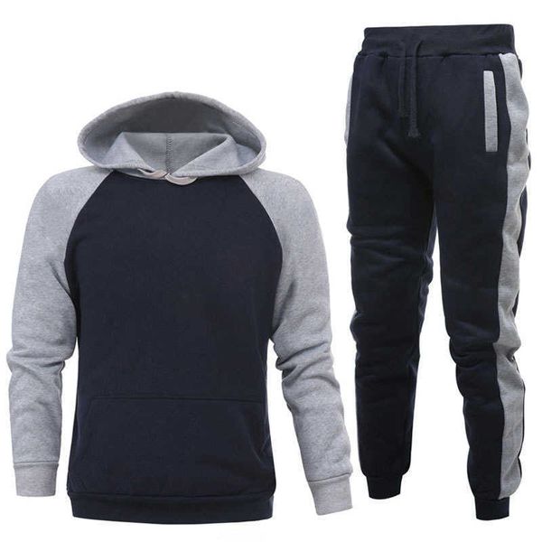 Chándales de los hombres otoño e invierno sudadera con capucha de lana de los hombres pantalones deportivos casuales traje de uso diario G221011