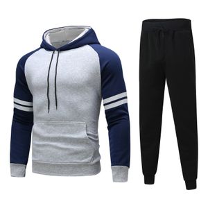 Survêtements pour hommes automne et hiver deux pièces costume de sport loisirs rayé couleur bloquant pull pantalon ensemble s pour hommes 220926