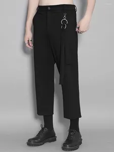 Survêtements pour hommes automne personnalité sombre chaîne pendentif très simple couleur unie tenue décontractée pantalon hommes britannique neuf points