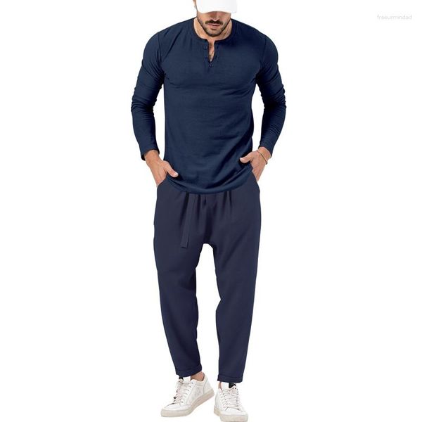 Survêtements pour hommes Automne Européens Et Américains Hommes Hip Hop À Manches Longues T-shirt Décontracté Pantalon Lâche Vêtements De Mode Couleur Unie Ensemble Deux Pièces