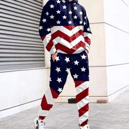 Tracksuits voor heren herfst hoodies set mode 3D geprinte Amerikaanse vlag trendy tracksuit sweatshirt zweetwegen pak casual mannelijke sport outfit 230206
