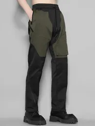Heren trainingspakken herfst Japanse persoonlijkheid rits kleur zak patchwork casual overalls broek