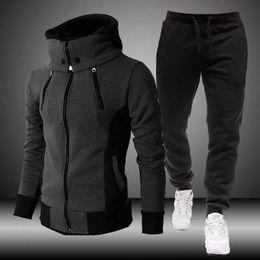 Tracksuits voor heren herfst heren tracksuit hoodie sets mannen set sportkleding hoodiesweatpant 2 stuks winter warme kleding sweatshirts broek pakken 230130