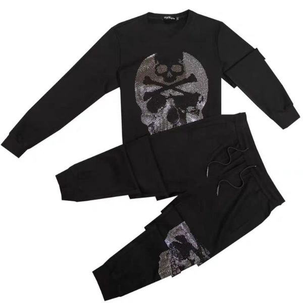 Chándales de los hombres Venta de otoño Moda Rhinestone Skull Suit Hoodie Pantalones de los hombres Designer Brand Clothing SportswearMen's