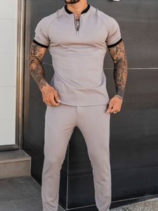 Chándales para hombres Conjuntos de otoño Casual Camiseta simple Deportes Mangas cortas Pantalones Moda de manga corta Fitness Jogger Chándal US Tamaño 221208